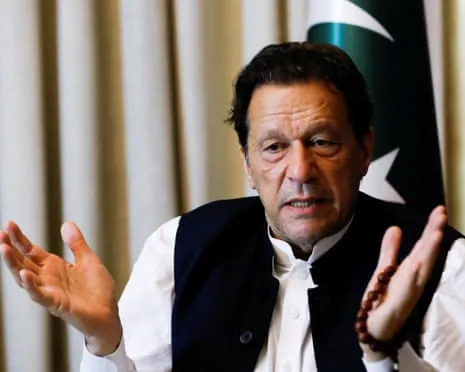 Imran Khan speaks with Reuters during an intervew, in Lahore in 2023