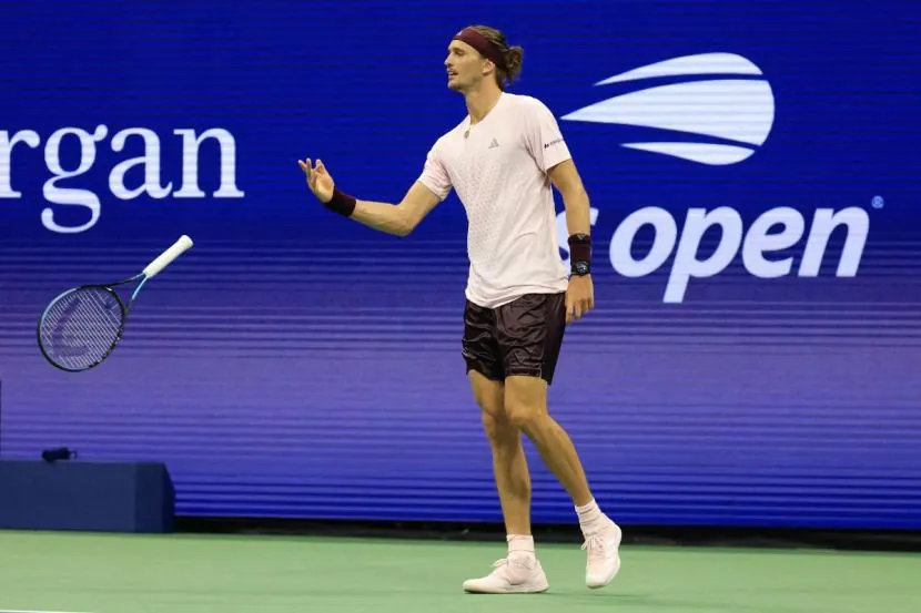 Alexander Zverev celebrates after winning his second round match against Quentin Halys